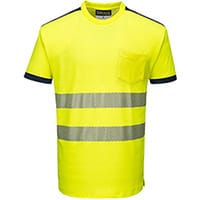 Portwest T181 PW3 Hi-Vis Short Sleeve T-Shirt Yellow & Navy Small