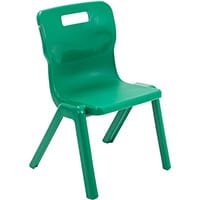 Titan One Piece Classroom Chair Size 3 350mm Seat Height (Ages: 6-8 Years) Green T3-GN - 20 Year Guarantee