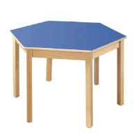 Hexagonal Beech Table Blue - Height 710mm Dia: 1200mm