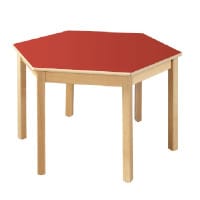 Hexagonal Beech Table Red - Height 710mm Dia: 1200mm
