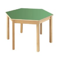 Hexagonal Beech Table Green - Height 710mm Dia: 1200mm