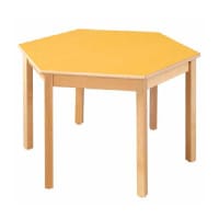Hexagonal Beech Table Yellow - Height 710mm Dia: 1200mm