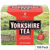 Yorkshire Tea One Cup String and Tag Tea Bags (Pack of 100) 2680UK