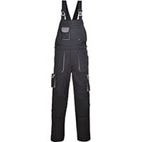 Portwest TX12 Contrast Bib & Brace Overall Black Large (Regular Fit)