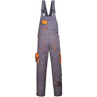 Portwest TX12 Contrast Bib & Brace Overall Grey XSmall (Regular Fit)