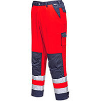 Portwest TX51 Lyon Hi-Vis Trousers Red & Navy Medium (Regular Fit)