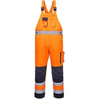 Portwest TX52 Dijon Hi-Vis Bib & Brace Overall Orange & Navy Small