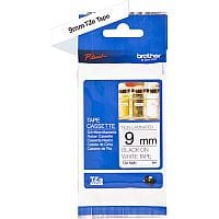 Brother TZe-N221 9mm Black on White Standard Adhesive non-laminated TZe Tape Cassette 8 Metres