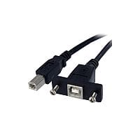 StarTech 1 ft Panel Mount USB Cable B to B F/M 1 x Type B Male USB 1 x Type B Female USB Black