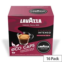 Lavazza Modo Mio INTENSO Compostable Coffee Capsules - Pack of 16 Pods - Eco Caps