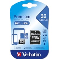 Verbatim 32GB Micro SDHC Card with Adapter, Black (Ref 44083) - Expandable Storage for Cameras & Smartphones