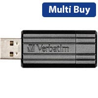Verbatim PinStripe USB Drive, 128GB, Retractable USB 2.0, Black - Large Capacity Portable USB Stick for Data Storage