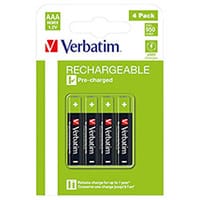 Verbatim AAA Rechargeable Batteries Pack of 4 49514