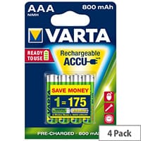 VARTA AAA Rechargeable Accu Battery NiMH 800 mAh (Pack of 4)
