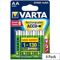 VARTA AA Rechargeable Accu Battery NiMH 2100 mAh (Pack of 4)