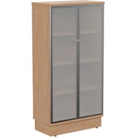 Grand Tall Cupboard With Frosted Glass Doors W805xD420xH1615mm Beech