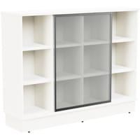 Grand Medium Cube Shelf Cabinet With Sliding Frosted Glass Door W1605xD420xH1255mm White