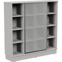 Grand Tall Cube Shelf Cabinet With Sliding Frosted Glass Door W1605xD420xH1615mm Grey