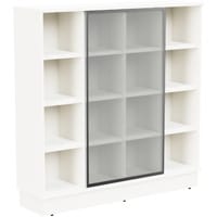 Grand Tall Cube Shelf Cabinet With Sliding Frosted Glass Door W1605xD420xH1615mm White