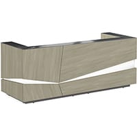Illusion Modern Design Illuminated Arctic Oak Reception Desk with Anthracite Glass Counter Top W2800xD1000xH1100mm