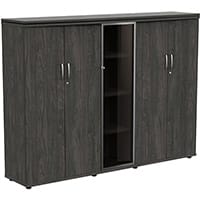 Oskar Tall 2 Wooden & 2 Glass Door Wardrobe Cupboard Harbour Oak W2005mm