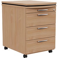 Oskar Mobile 4 Drawer Pedestal Beech W425mm
