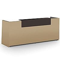Libra Premium Minimalist Design Cappuccino Acrylux Gloss Panel Reception Desk With Dark Brown Counter Top Panel W2600xD850xH1060mm