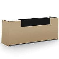 Libra Premium Minimalist Design Cappuccino Acrylux Gloss Panel Reception Desk With Black Counter Top Panel W2600xD850xH1060mm