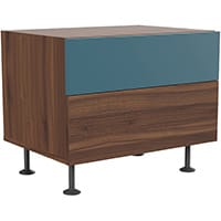 Soreno 2 Drawer Pedestal American Walnut with Azure Blue Drawers