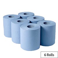 Whitebox Blue Rolls Centrefeed Pack of 6 300mx175mm 1 Ply