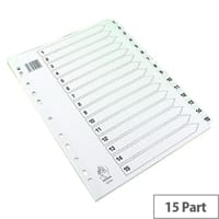 A4 Mylar Index Subject Dividers 1-15 Part White WX01530