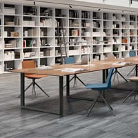 X7 Meeting Table Rectangular Elm Top And Designer White Metal Legs