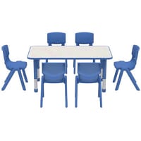 Height Adaptable Rectangular Table 1150x600mmxH400-600mm Cream with Blue Surround