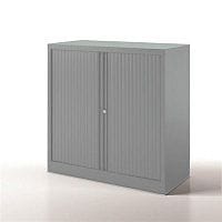 Bisley Side Opening Tambour Door Cupboard H1000xW1000xD470mm Goose Grey - Supplied Empty, Variety of Shelves & Suspension Filing Roll Out Frames Available