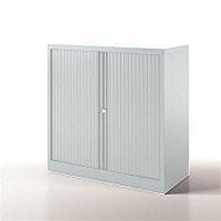 Bisley Side Opening Tambour Door Cupboard H1000xW1000xD470mm White - Supplied Empty, Variety of Shelves & Suspension Filing Roll Out Frames Available