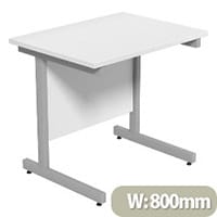 Cantilever Rectangular Return Office Desk Silver Legs W800xD600xH725mm White Ashford