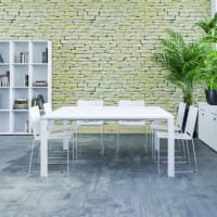 Arches meeting table, nebraska top amd white metal frame