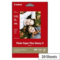 Canon Photo Paper Plus Glossy II PP-201 - Glossy - 130 x 180 mm - 260 g/m² - 20 sheet(s) photo paper - for PIXMA iP2700, iX7000, MG2555, MP210, MP520, MP610, MP970, MX300, MX310, MX700, MX850