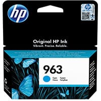 HP 963 Cyan Ink Cartridge - Original, 10.74ml, for Officejet Pro Printers 9010, 9012, 9013, 9014, 9015, 9016, 9019/Premier, 9020, 9022, 9023, 9025 - HP No 963