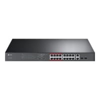 TP-Link TL-SL1218MP - Switch - unmanaged - 16 x 10/100 (PoE+) + 2 x 10/100/1000 + 2 x combo Gigabit SFP - rack-mountable (192 W)