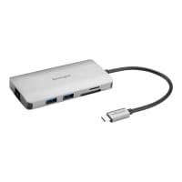 Kensington UH1400p - Docking Station, USB HUB - USB-C 3.2 Gen 1, Universal Compability, 4K Video Quality, Micro SD Card Reader, Super Speed - HDMI, USB, LAN - Colour: Silver