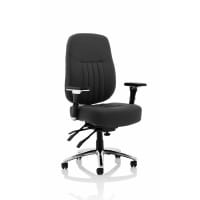 Barcelona Deluxe 24 Hour Operator Chair - Lumbar Support- Seat Slide - Weight Tolerance 158kg - Black Fabric Seat - Chrome Frame