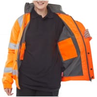 Beeswift Hi-Vis Bomber Jacket Fleece Lined Size 5XL Orange Ref CBJFLOR5XL