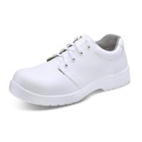 Beeswift Micro Fibre Washable Tie Work Shoes S2 Steel Toe Cap Size 5 White - Slip Resistant & Shock Absorber Heel, Anti-static & Oil Resistant Sole, Water Resistant Upper Ref CF82205