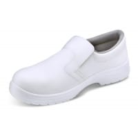 Beeswift Micro-Fibre Washable Slip On Safety Work Shoes Steel Toecap Size 3 White - Shock Absorber Heel, Anti-Static, Slip Resistant Ref CF83203