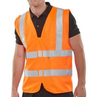 Beeswift Fire Retardant Hi-Vis Waistcoat Polyester Vest Size S Orange Ref CFRWCORS