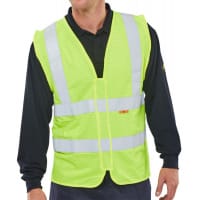 Beeswift Fire Retardant Hi-Vis Waistcoat Saturn Yellow 4XL