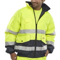 Beeswift Europa High Visibility Bomber Jacket Size 5XL Saturn Yellow & Navy Blue Ref EBJSYN5XL