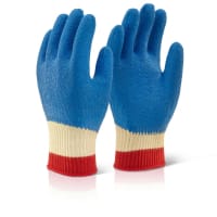 Beeswift Kutstop Full Cuff Kevlar Latex Work Gloves Size L Blue Pack of 10 Pairs Ref KLGFCL