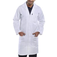 Beeswift Lab Coat Polycotton with 3 Pockets Large White Ref 57003